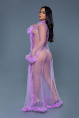 BeWicked Marabou Robe Lavender