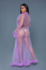 Be Wicked Marabou Robe Lavender