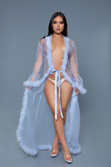 Be Wicked Marabou Robe Periwinkle