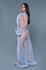 Be Wicked Marabou Robe Periwinkle