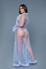 Be Wicked Marabou Robe Periwinkle