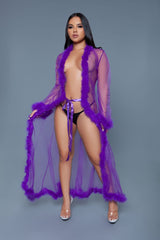 Be Wicked Marabou Robe Violet