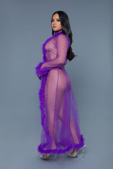 Be Wicked Marabou Robe Violet