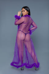 Be Wicked Marabou Robe Violet