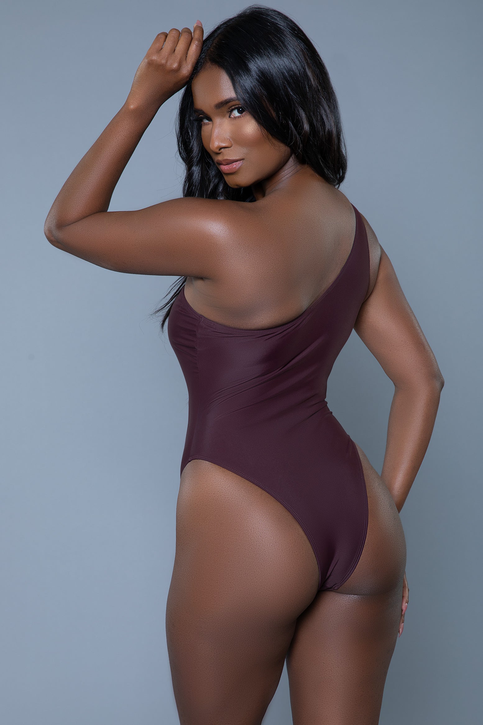 BeWicked Swimwear Scarlett Asymmetric Swimsuit One Piece Chocolate Brown