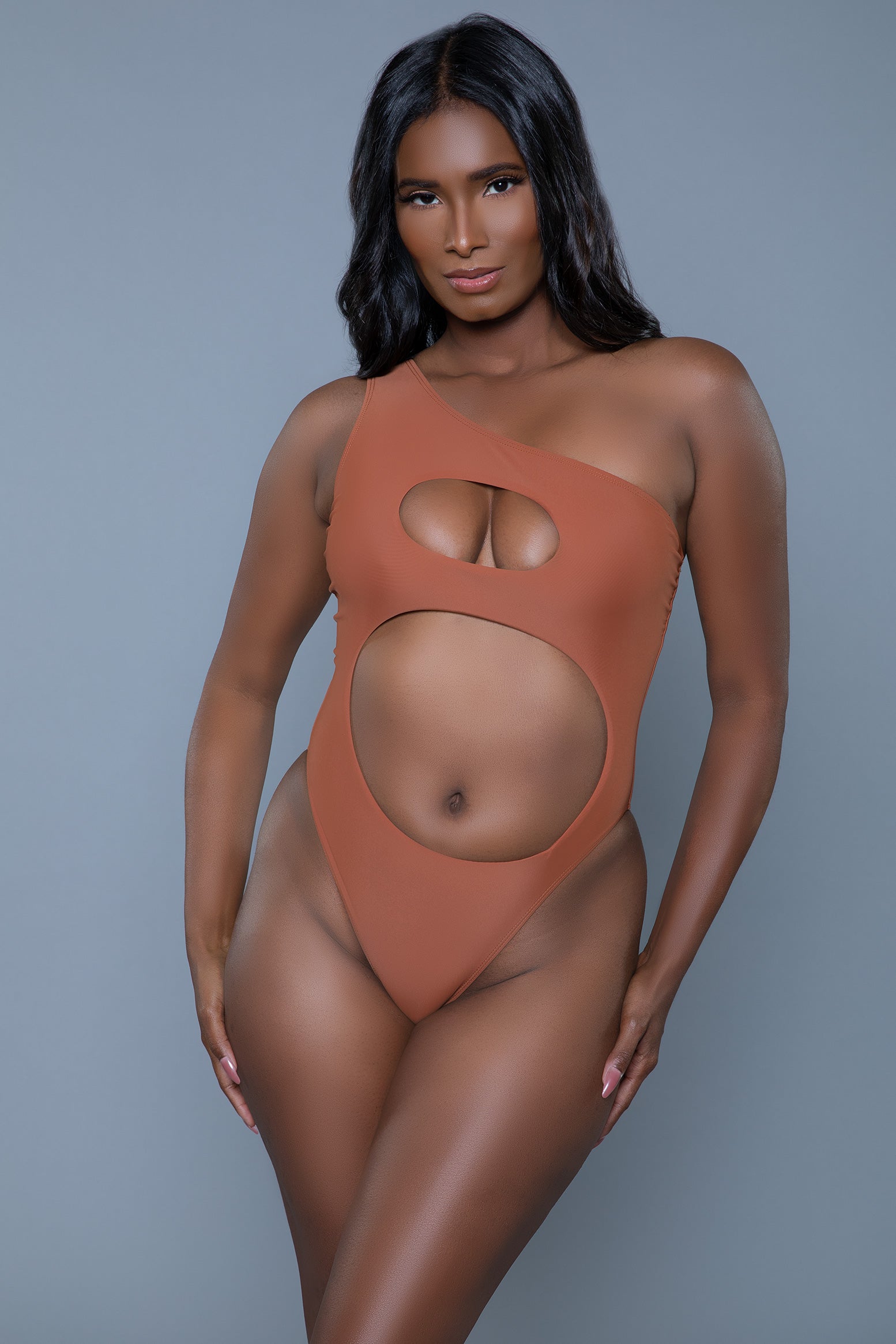 BeWicked Swimwear Scarlett Asymmetric Swimsuit One Piece Rust