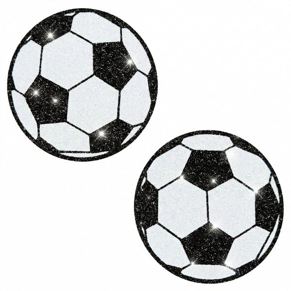 Neva Nude Soccer Ball Glitter Pasties - Black/White
