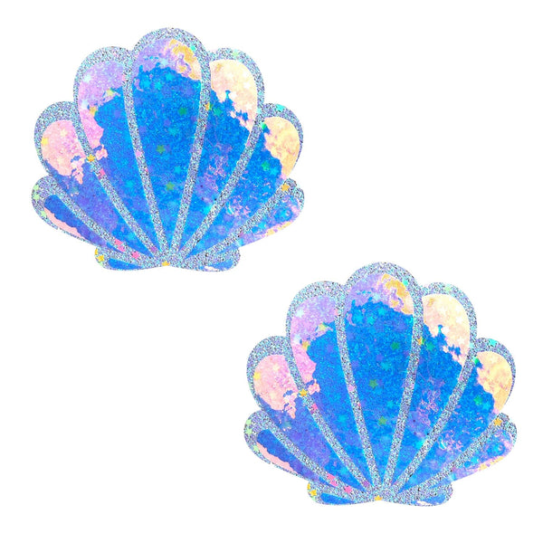 Neva Nude Cotton Candy Iridescent Blacklight Mermaid Shell Pasties - Purple