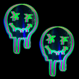 Neva Nude Super UV Trippy Face Neon Pasties - Multicolor