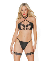 Coquette Pleasure Collection Adjustable Choker Bra Set Black-Rebel Romance