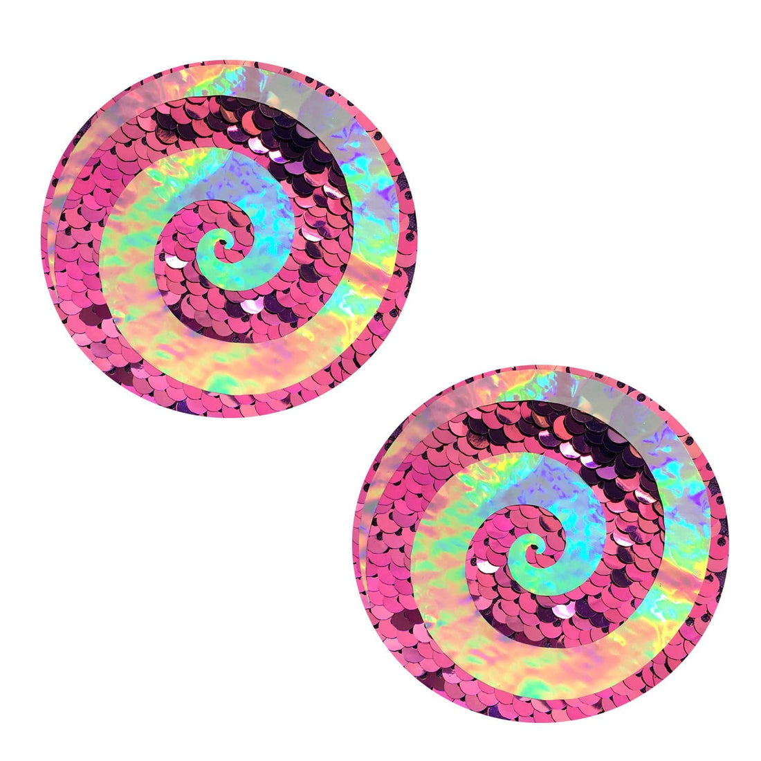 Neva Nude Holographic Sequins Spiral Pasties - Multicolor