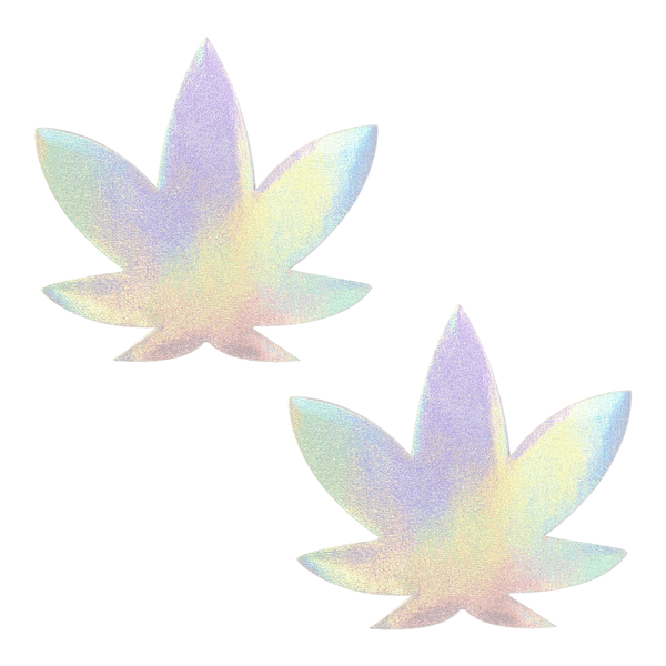Neva Nude Holographic Dope AF Weed Leaf Pasties