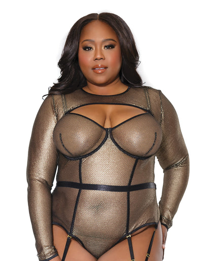 Coquette Diva Holiday Metallic Fishnet Shrug Black/Gold