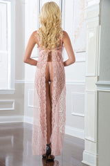 G World Intimates Sweet Pink Sheer Laced Night Gown