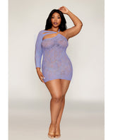 Dreamgirl Queen Asymmetrical One Shoulder Seamless Lace Chemise Lavender