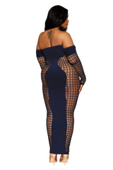 Dreamgirl Bodystocking Gown - Queen Size - Denim Blue