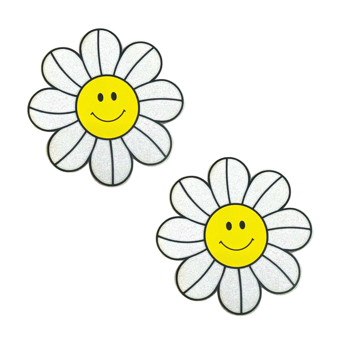Neva Nude Glitter Groove Daisy Delights Smiley Pasties - White/Yellow