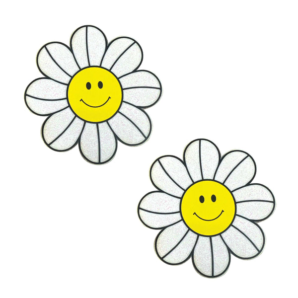 Neva Nude Glitter Groove Daisy Delights Smiley Pasties - White/Yellow