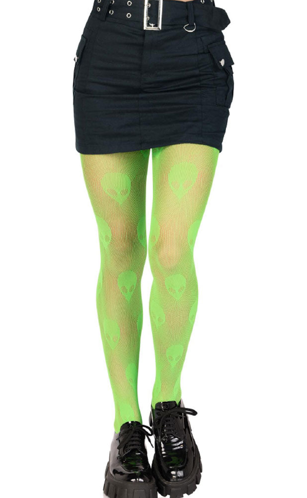 Leg Avenue Alien Net Tights - One Size - Green