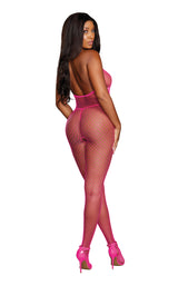 Dreamgirl Diamond Net Bodystocking - One Size - Neon Pink