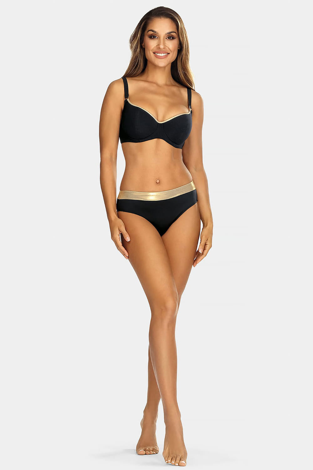 Axami Luxury Swimwear F111 Full Bikini Bottom Black/Gold