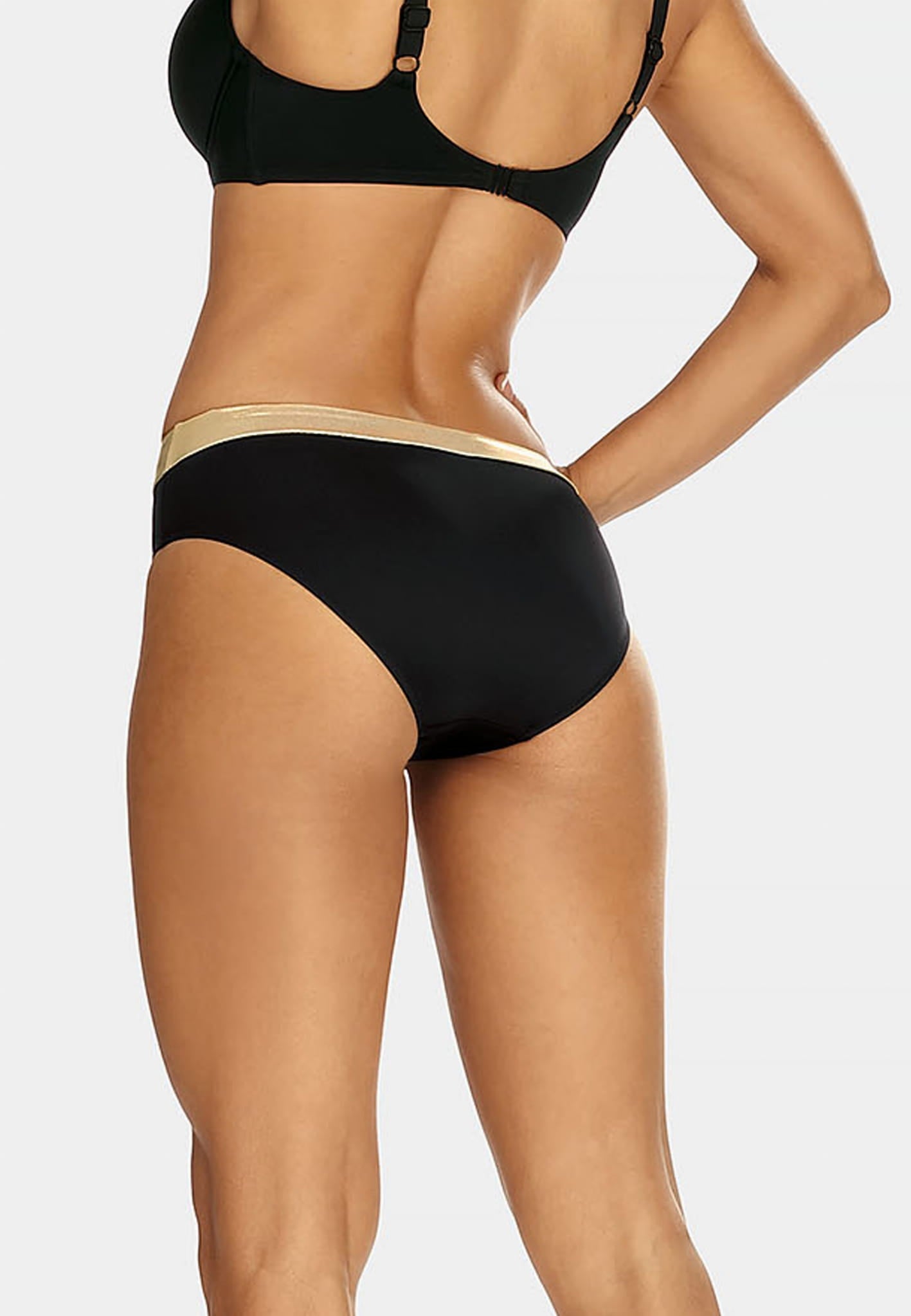 Axami Luxury Swimwear F111 Full Bikini Bottom Black/Gold