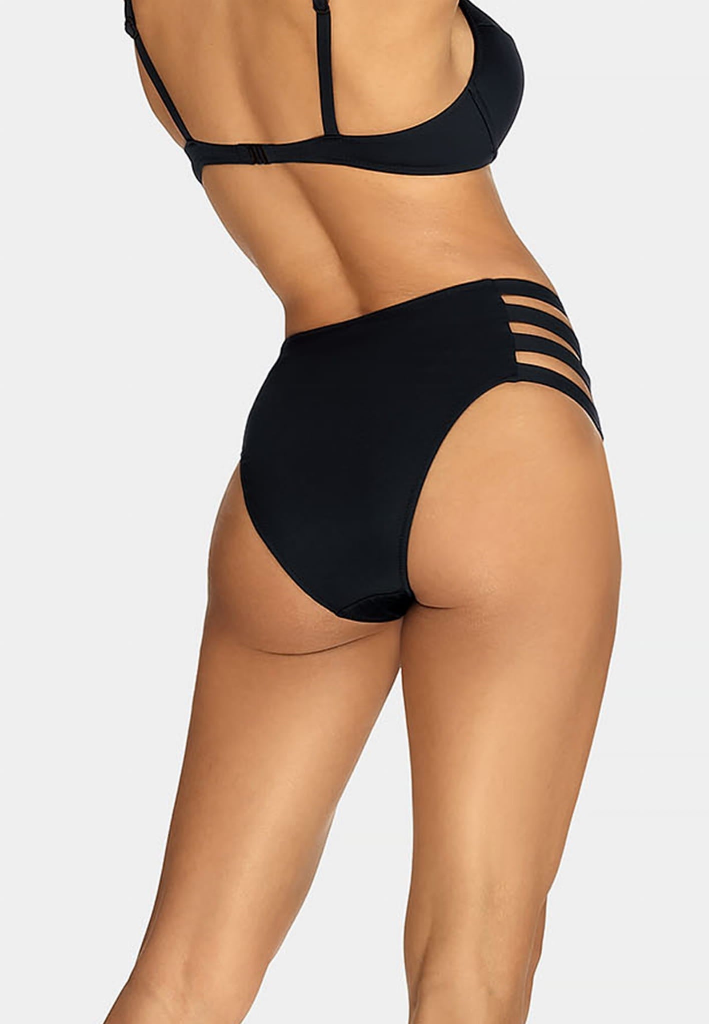 Axami Luxury Swimwear F202 High Waist Bikini Bottom Black