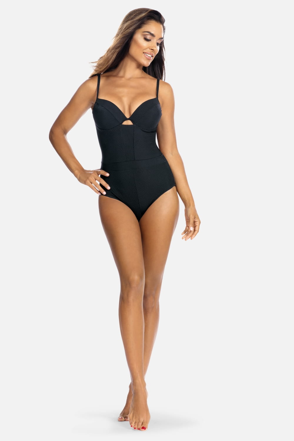 Axami Luxury Swimwear F28B Push-up Underwire One Piece Bikini Body Black