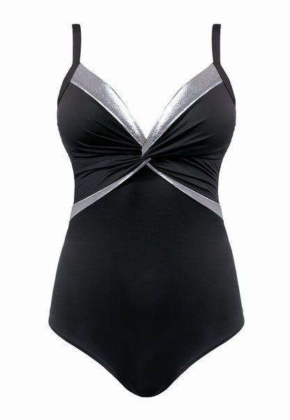 Axami Luxury Swimwear F30 Slimming One Piece Swimsuit Black/Silver