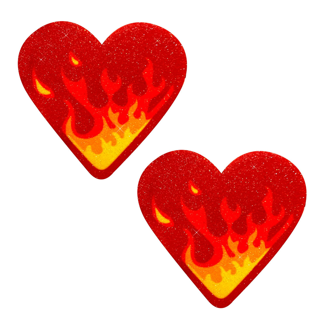 Neva Nude Glitter Flaming Heart Pasties - Red/Orange
