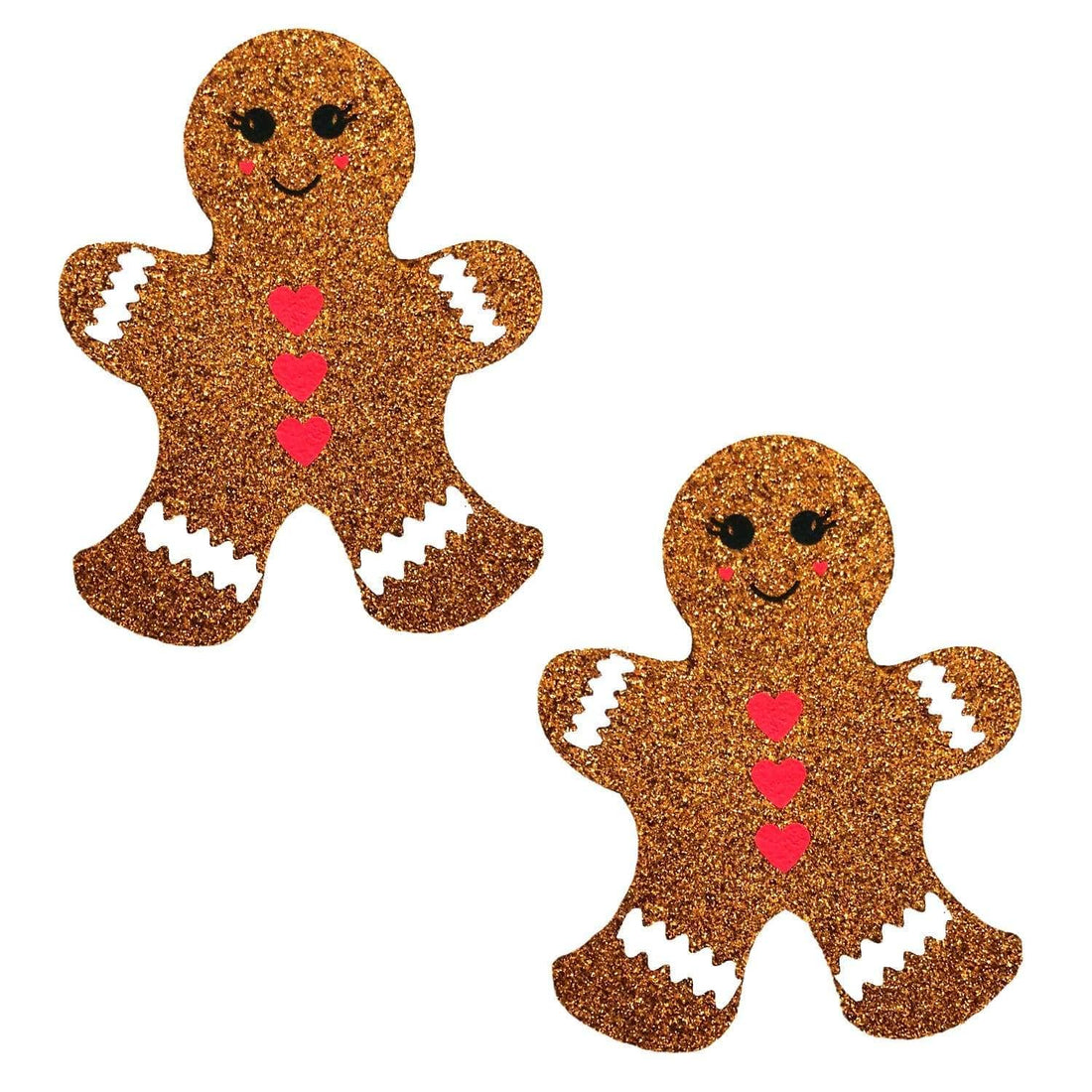 Neva Nude Glitter Gingerbread Man Pasties - Brown