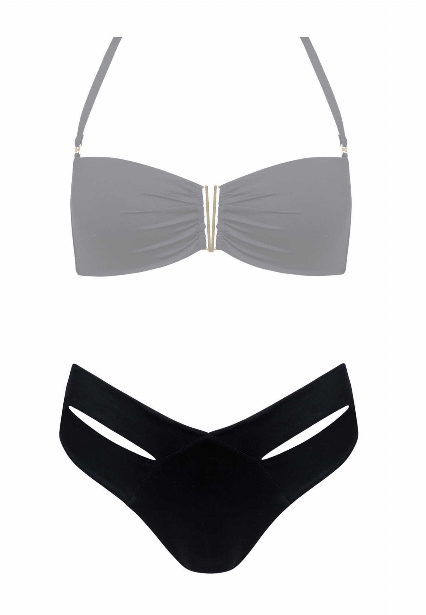 Axami Luxury Swimwear FD217 Cutout Bikini Bottom Black