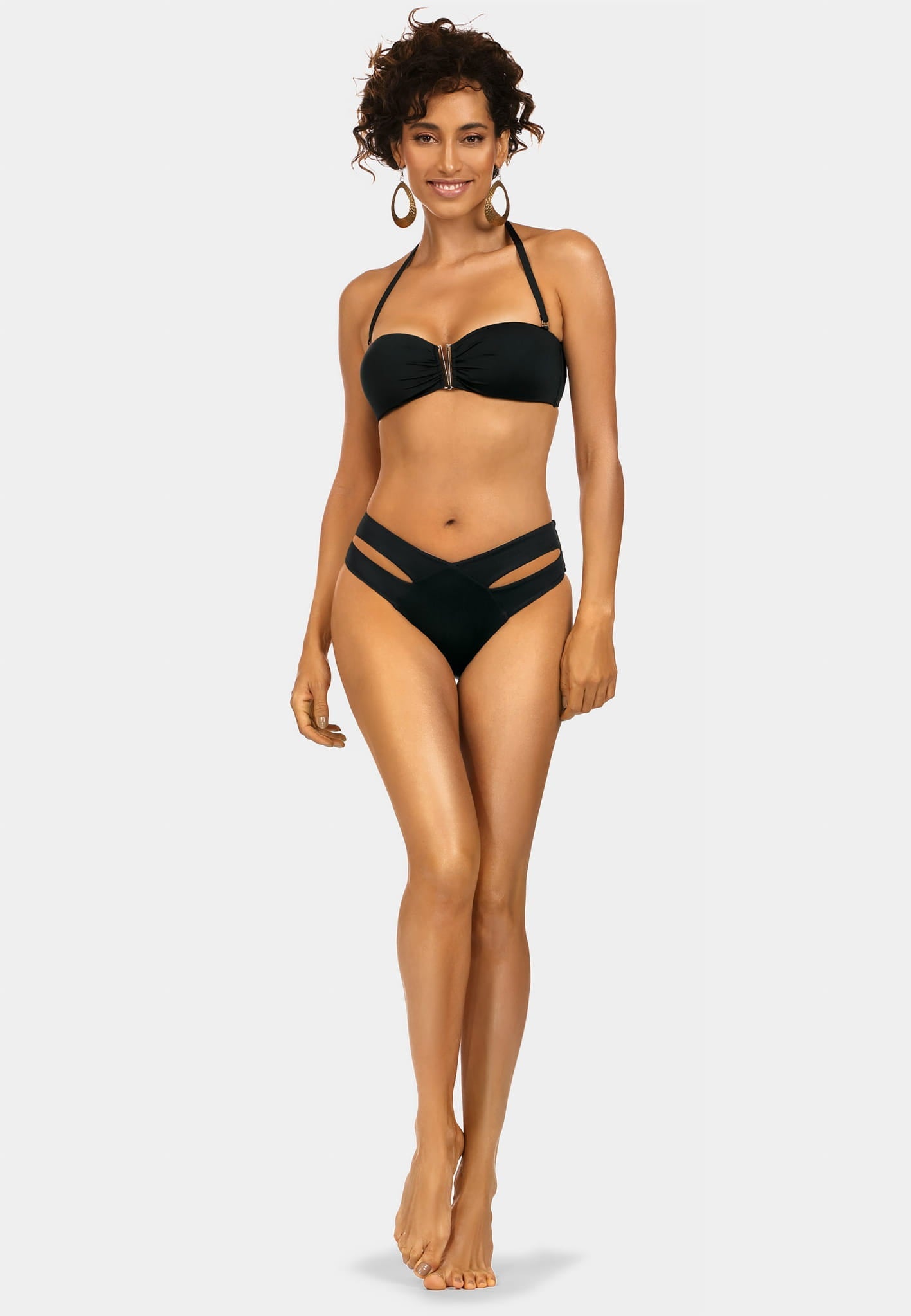 Axami Luxury Swimwear FD217 Cutout Bikini Bottom Black