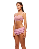 Soft Girl Era Sheer Mesh & Lace Bralette & Shorts - Light Pink