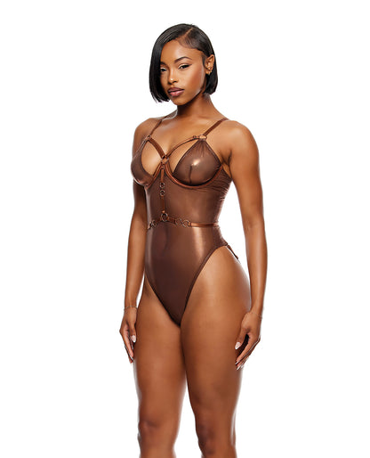 Forplay Liquid Metal Metallic Mesh Teddy - Copper