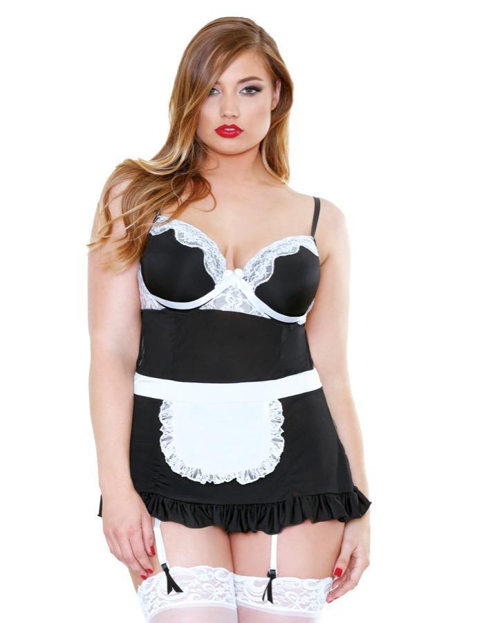 Fantasy Lingerie Night Service Maid Costume Black and White-Rebel Romance