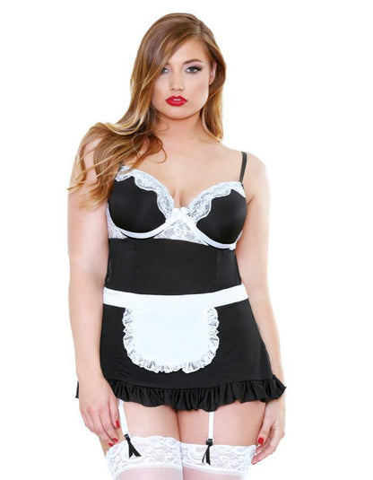 Fantasy Lingerie Night Service Maid Costume Black and White-Rebel Romance
