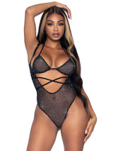 Leg Avenue 2 Pc. Rhinestone Wrap Around Bikini Top and Suspender Body Suit