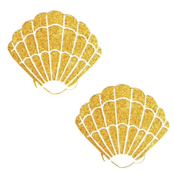 Neva Nude Fairy Dust Glitter Mermaid Shell Pasties - Gold
