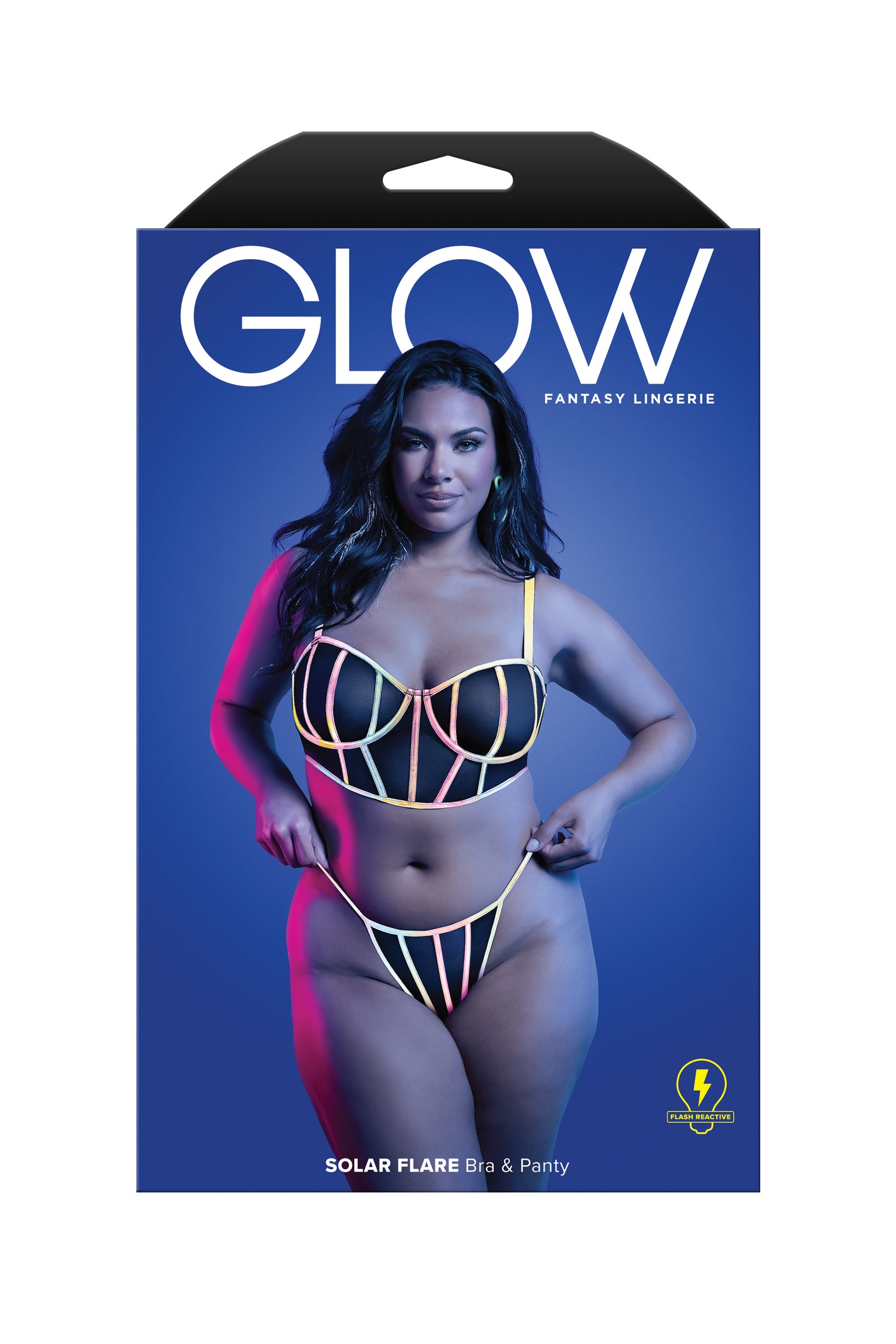 Fantasy Glow Black Light Solar Flare Bra & Panty Set Queen