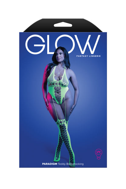 Fantasy Glow Black Light Paradigm Teddy Bodystocking Queen
