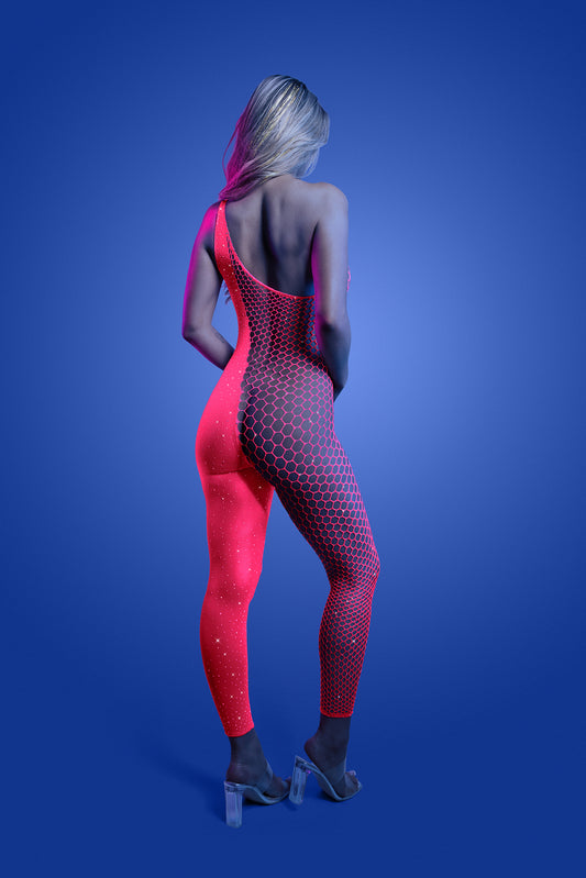 Fantasy Glow Black Light Hyperdrive Rhinestone Bodystocking