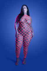 Fantasy Lingerie Queen Glow Want It All Reversible Rhinestone Bodystocking & Pasti