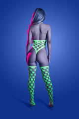 Fantasy Lingerie Glow Adrenaline Rhinestone Teddy & Stockings