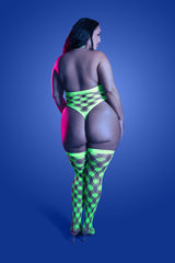 Fantasy Lingerie Queen Glow Adrenaline Rhinestone Teddy & Stockings