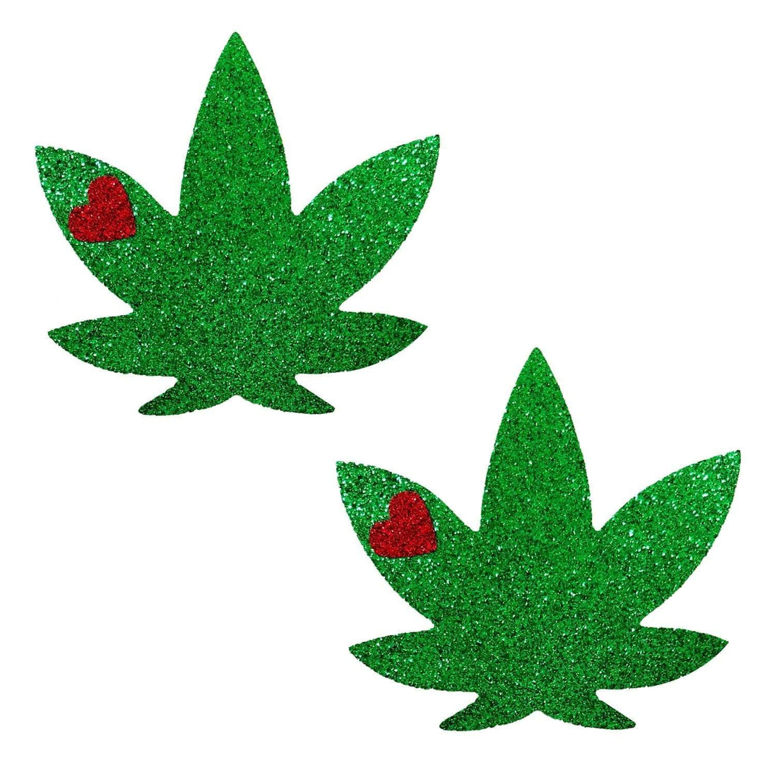 Neva Nude Glorious Glitter Dope AF Weed Leaf Pasties - Green