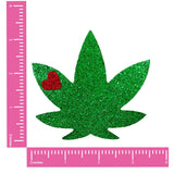 Neva Nude Glorious Glitter Dope AF Weed Leaf Pasties - Green