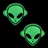 Neva Nude Kanye The Alien Holographic Pasties - Glow-in-the-Dark Green