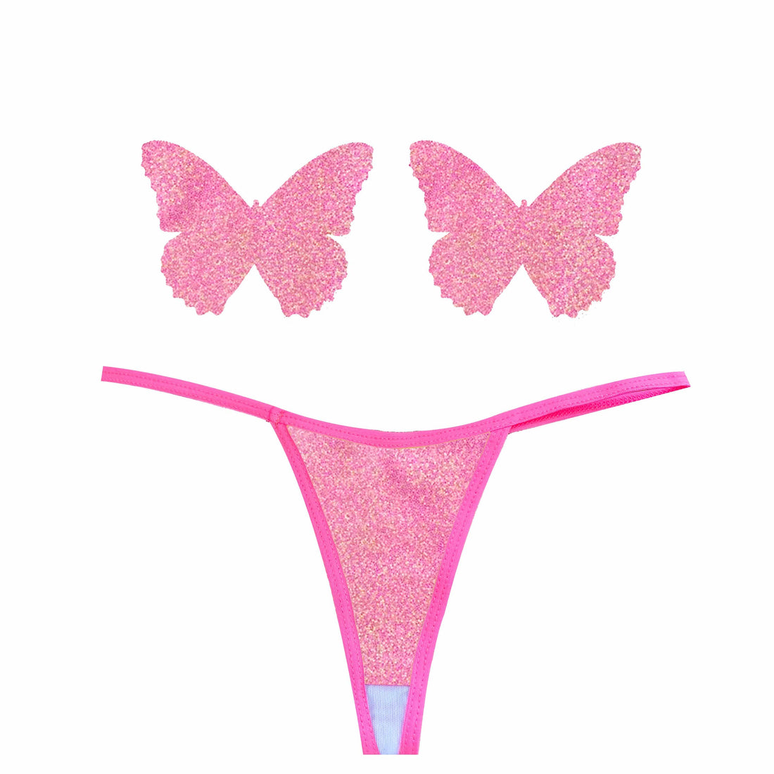 Neva Nude Naughty Knix Bella Rosa Shimmer G-String & Pasties - Soft Pink
