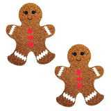 Neva Nude Glitter Gingerbread Man Pasties - Brown